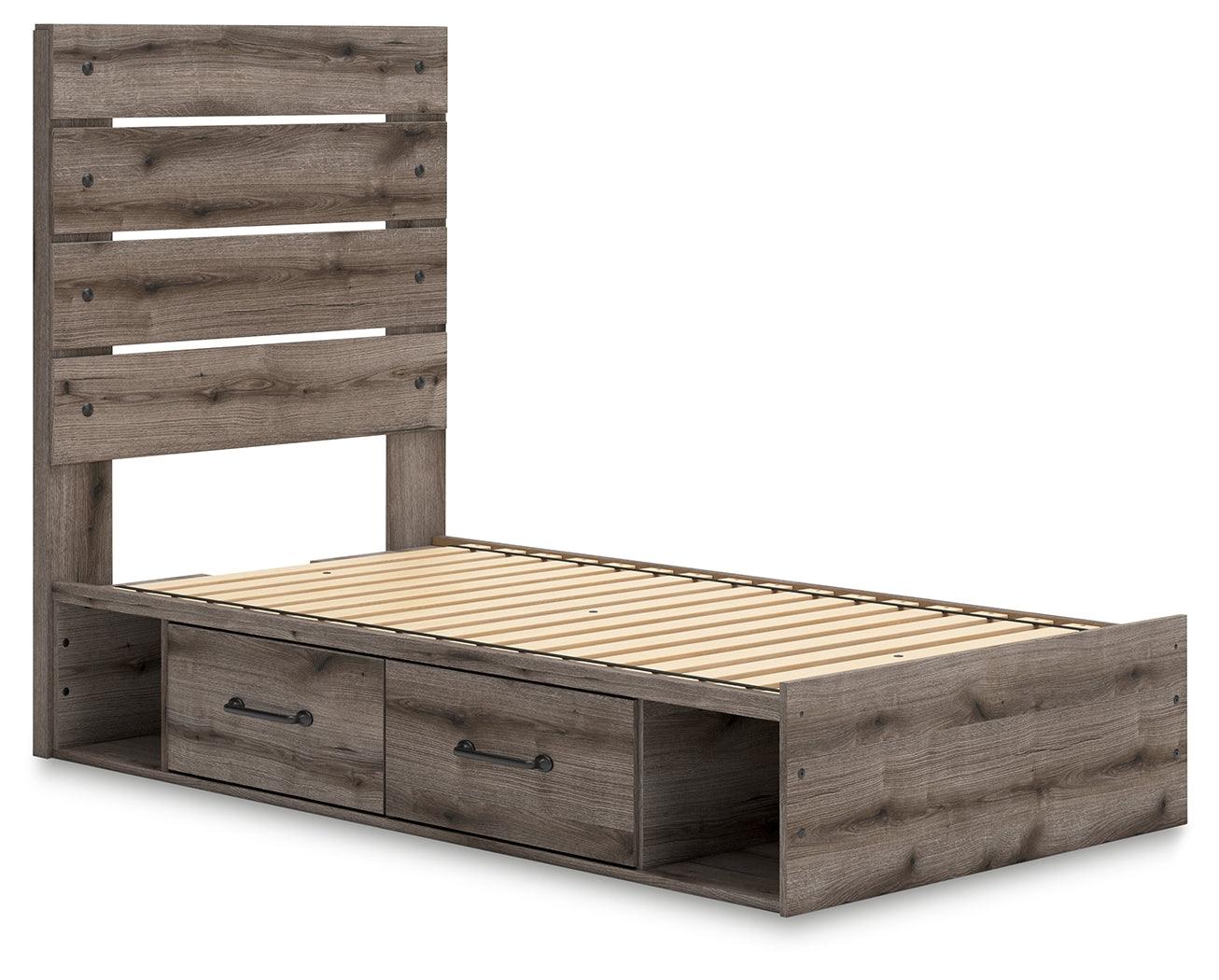 Graystorm Brown Gray Twin Panel Bed with Storage