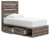 Graystorm Brown Gray Twin Panel Bed with Storage