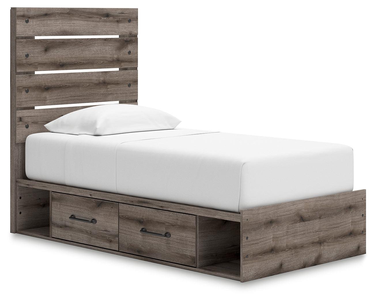 Graystorm Brown Gray Twin Panel Bed with Storage