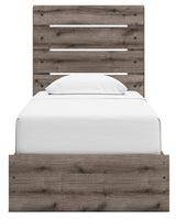 Graystorm Brown Gray Twin Panel Bed with Storage