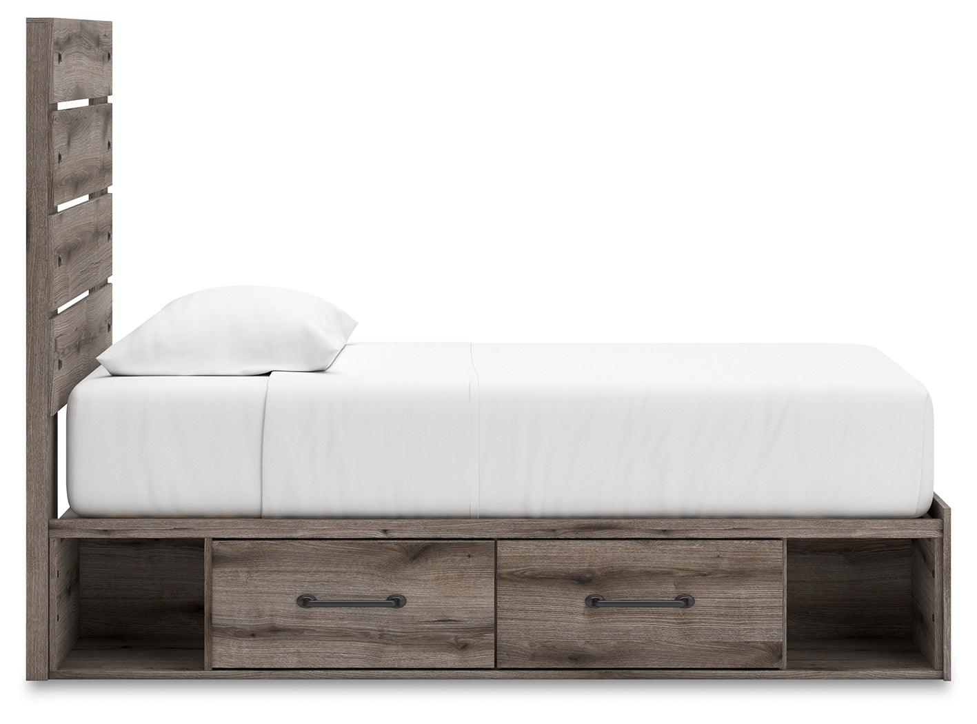 Graystorm Brown Gray Twin Panel Bed with Storage