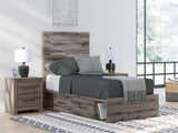 Graystorm Brown Gray Twin Panel Bed with Storage