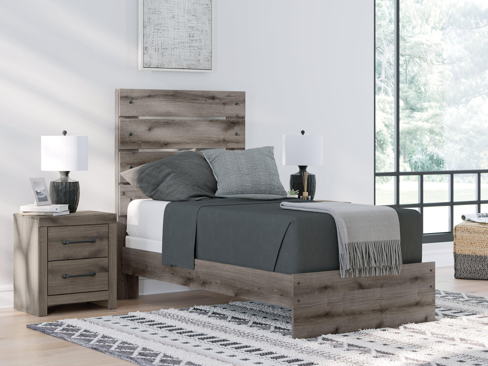 Graystorm Brown Gray Twin Panel Bed