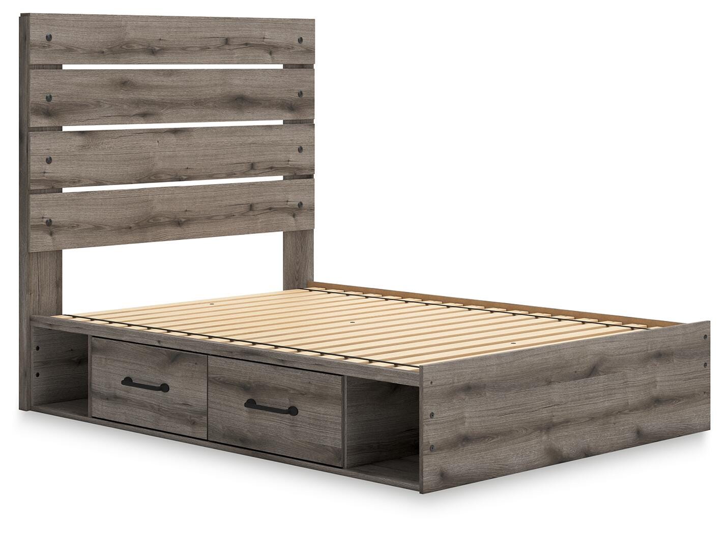 Graystorm Brown Gray Panel Storage Bedroom Set 2 angled view