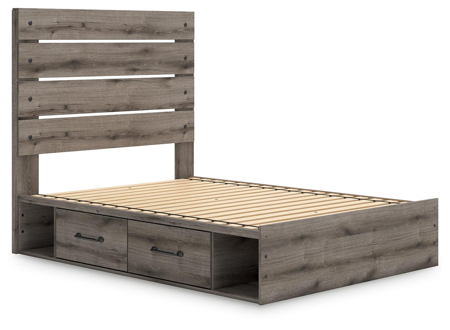 Graystorm Brown Gray Full Panel Bed with Storage
