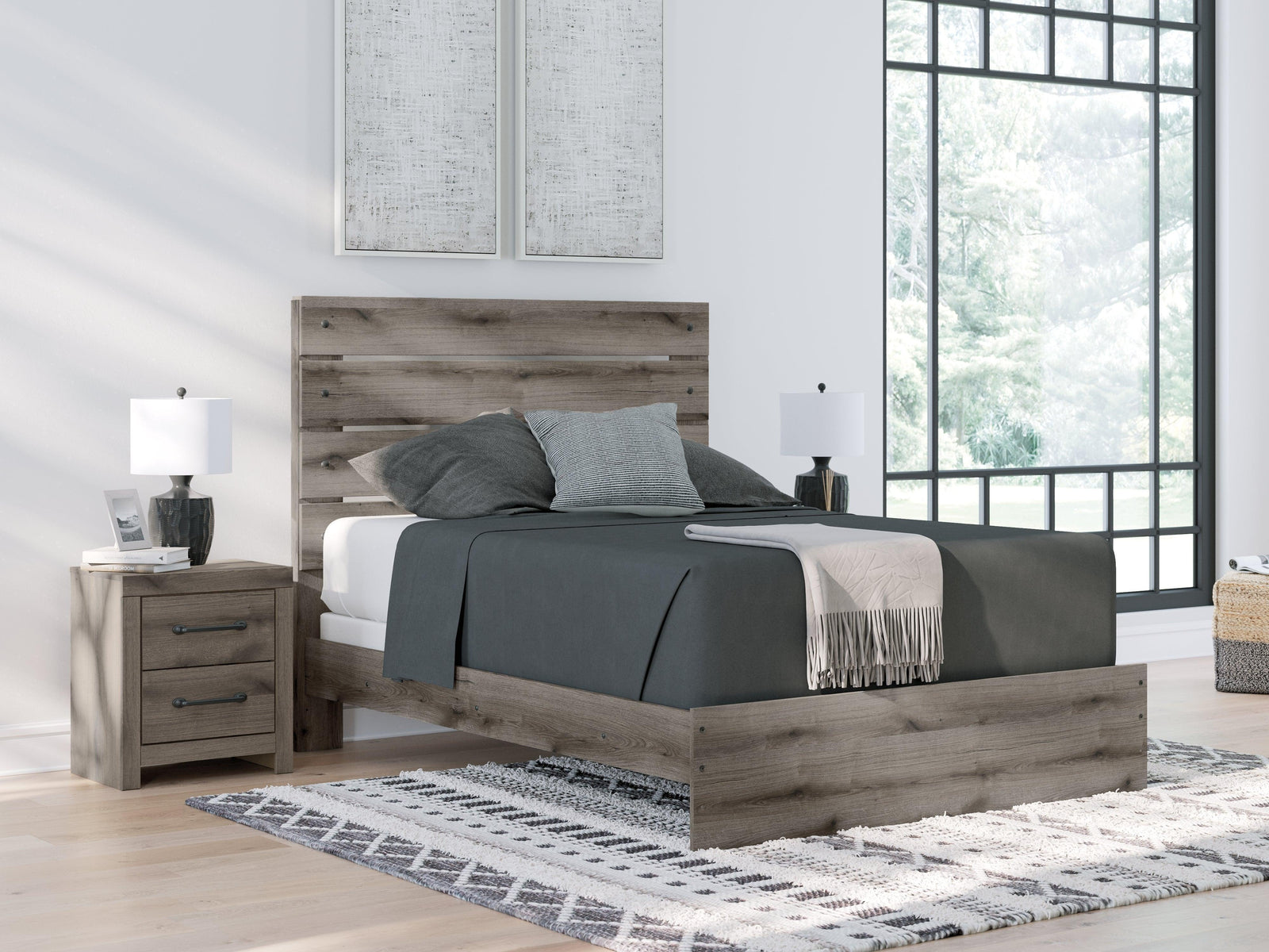 Graystorm Brown Gray Queen Panel Bed
