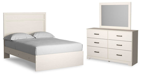 Stelsie White Panel Bedroom Set Full 3: Bed, Dresser, Mirror from Ella Furniture