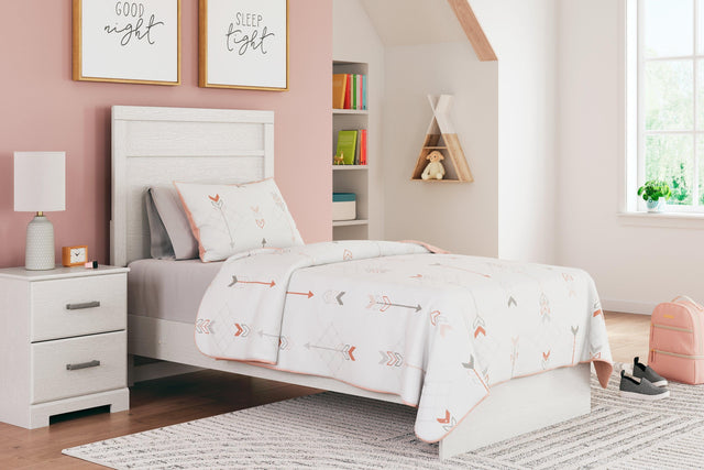 Stelsie White Twin Panel Bed - Ella Furniture