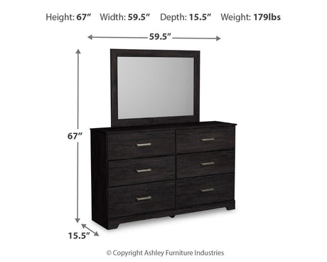 Belachime Charcoal Panel Bedroom Set dimension view