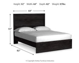 Belachime Charcoal Panel Bedroom Set dimension view