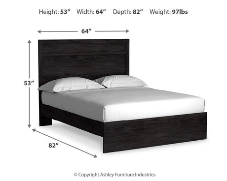Belachime Charcoal Panel Bedroom Set dimension view