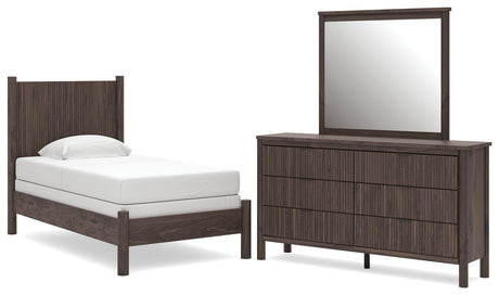 Pamytta Brown Panel Bedroom Set Twin 3: Bed, Dresser, Mirror from Ella Furniture