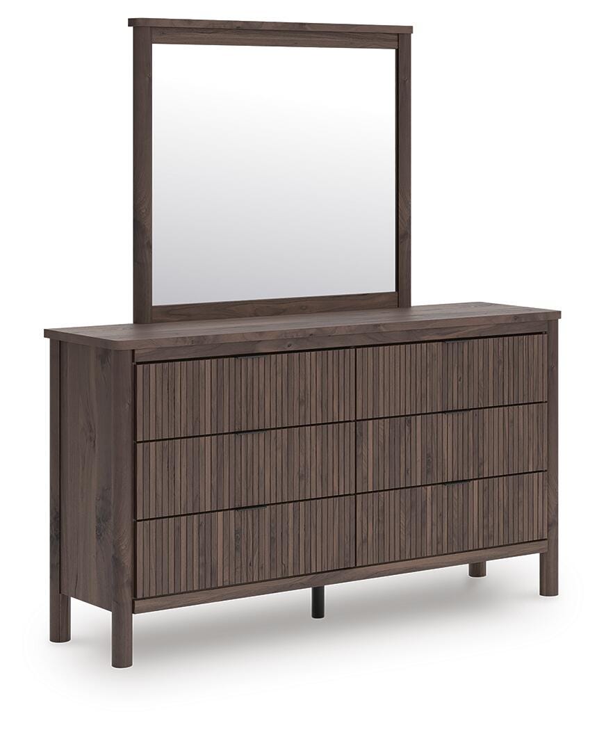 Pamytta Brown Upholstered Platform Bedroom Set angled view