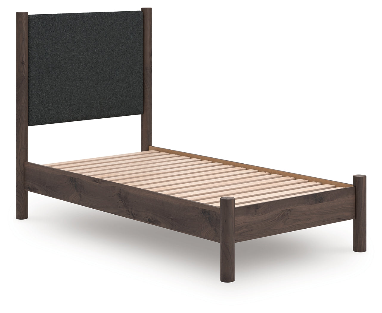 Pamytta Brown Twin Upholstered Panel Platform Bed