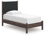 Pamytta Brown Twin Upholstered Panel Platform Bed
