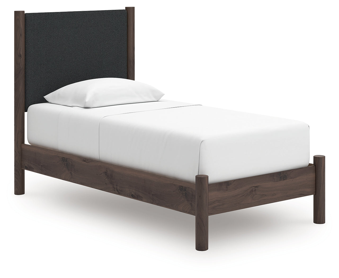 Pamytta Brown Twin Upholstered Panel Platform Bed