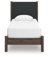 Pamytta Brown Twin Upholstered Panel Platform Bed