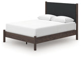 Pamytta Brown Queen Upholstered Panel Platform Bed