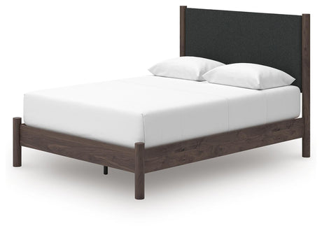 Pamytta Brown Upholstered Platform Bedroom Set angled view