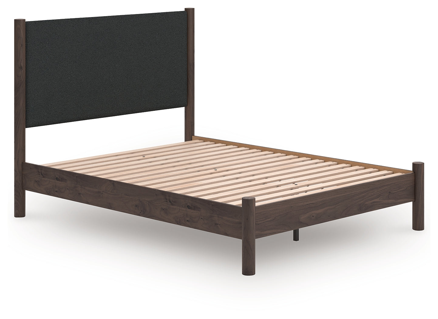 Pamytta Brown Queen Upholstered Panel Platform Bed