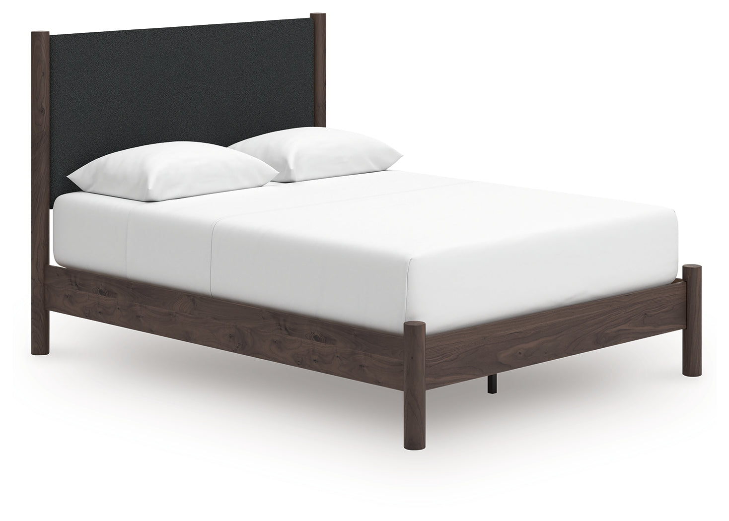 Pamytta Brown Queen Upholstered Panel Platform Bed
