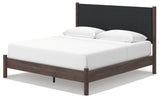 Pamytta Brown King Upholstered Panel Platform Bed