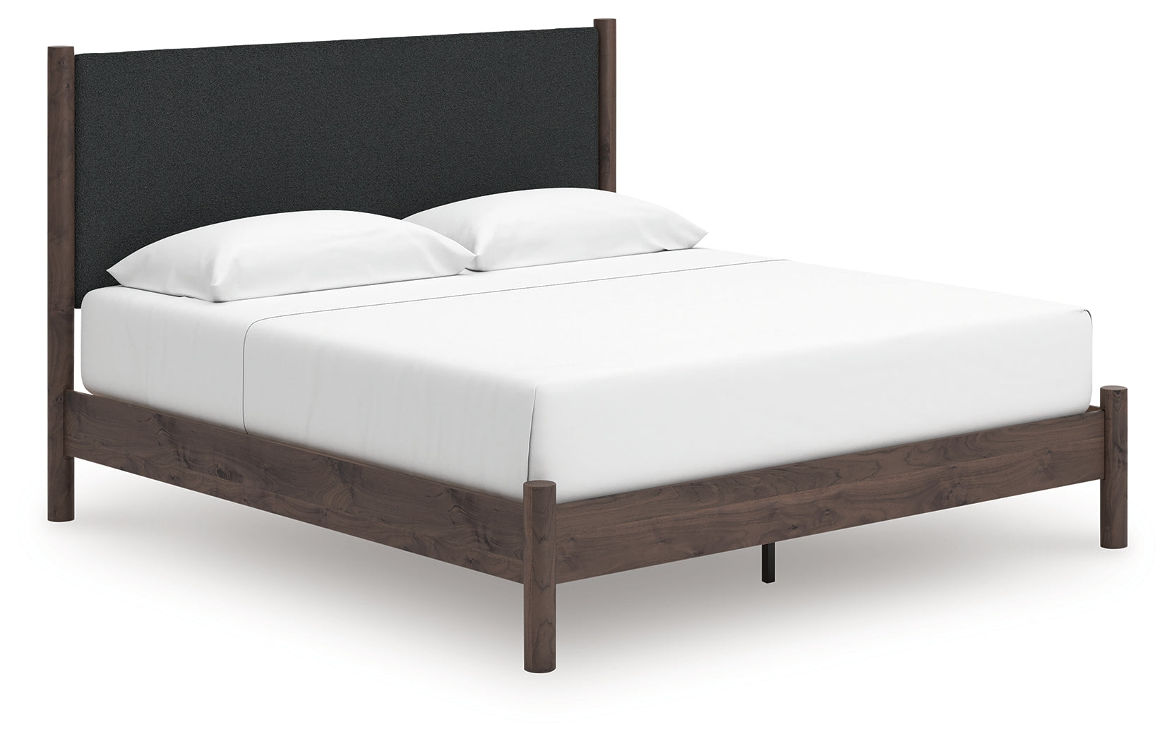 Pamytta Brown King Upholstered Panel Platform Bed