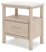 Cadmori Two-tone Upholstered Panel Bedroom Set angled view