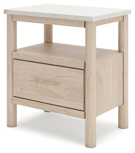 Cadmori Two-tone Upholstered Panel Bedroom Set angled view