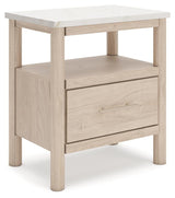 Cadmori Two-tone Upholstered Panel Bedroom Set angled view