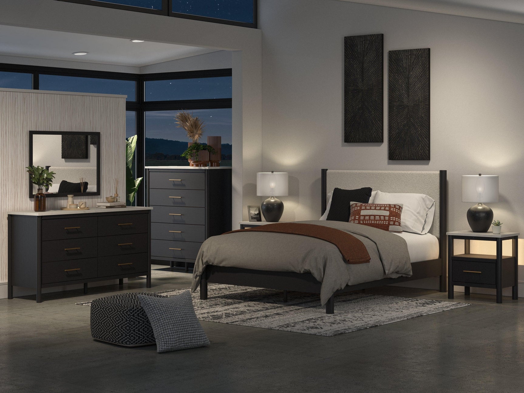 Cadmori Black White Nightstand