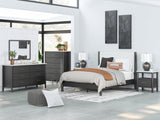 Cadmori Black White Queen Upholstered Panel Bed