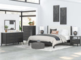 Cadmori Black White King Upholstered Panel Bed