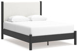 Cadmori Black White Queen Upholstered Panel Bed