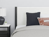 Cadmori Black White Queen Upholstered Panel Bed