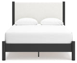 Cadmori Black White Queen Upholstered Panel Bed