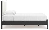 Cadmori Black White Queen Upholstered Panel Bed