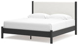 Cadmori Black White King Upholstered Panel Bed
