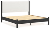 Cadmori Black White King Upholstered Panel Bed