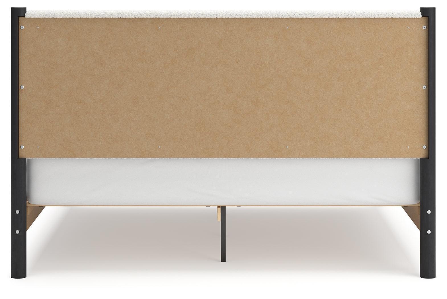 Cadmori Black White King Upholstered Panel Bed
