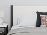 Cadmori Black White King Upholstered Panel Bed