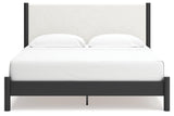 Cadmori Black White King Upholstered Panel Bed