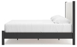 Cadmori Black White King Upholstered Panel Bed