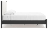 Cadmori Black White King Upholstered Panel Bed