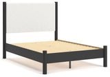 Cadmori Black/White Full Upholstered Panel Bed