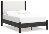 Cadmori Black/White Full Upholstered Panel Bed