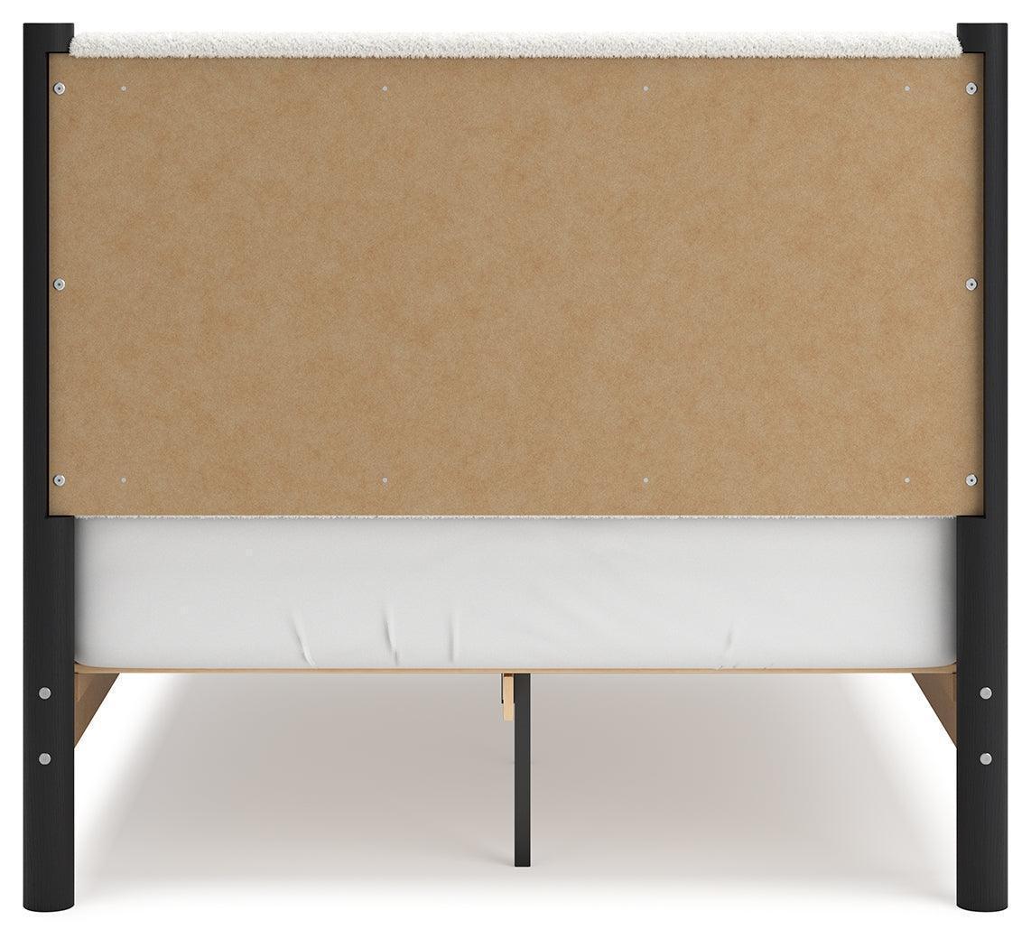 Cadmori Black/White Full Upholstered Panel Bed