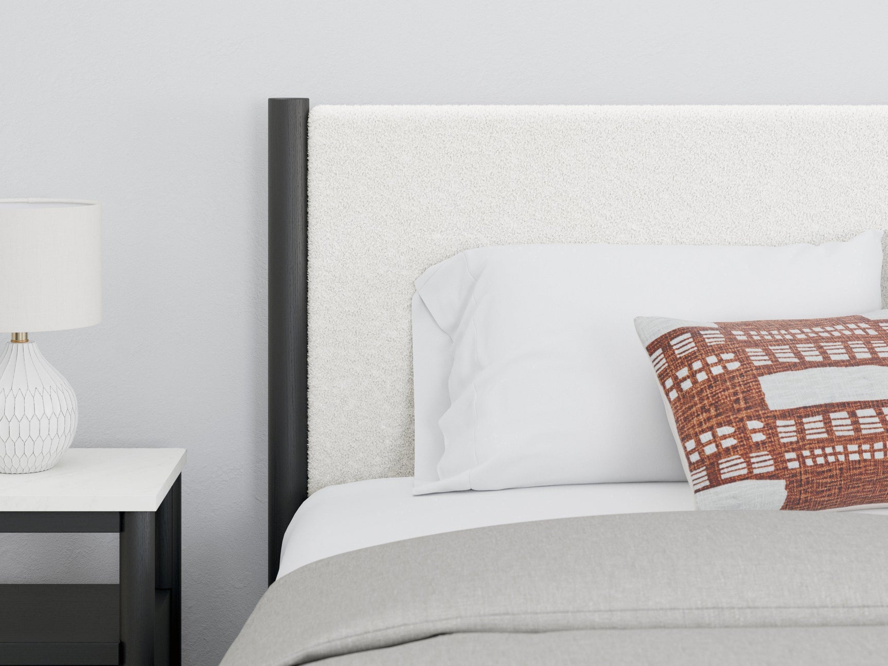 Cadmori Black/White Full Upholstered Panel Bed