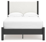 Cadmori Black/White Full Upholstered Panel Bed