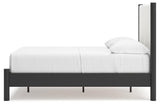 Cadmori Black/White Full Upholstered Panel Bed